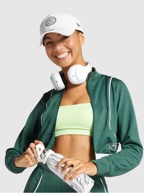 Gymshark Recess Track Top Dark Green Crop Zip Top/Jacket Size XL